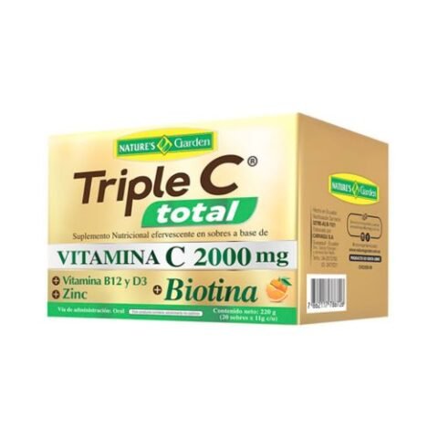 Suplemento nutricional efervescente a base de vitamina C, vitamina B12 y D3, zinc y biotina.
